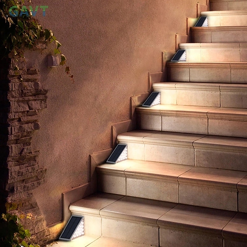 2pcs luce solare passo luci scale esterne design lente led super luminoso ip67 impermeabile antifurto luce scale decorazione illuminazione per giardino lampada da giardino del 2025 a $9.49 –P5