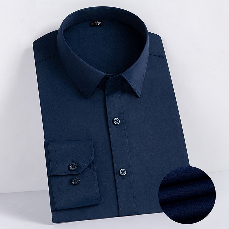 Per uomo Camicia Camicie Maglietta informale Camicia con bottoni Liscio Matrimonio Ufficio / Business Nero Bianco Rosa Blu marino scuro Manica lunga Collo ripiegabile Primavera estate Abbigliamento del 2025 a $20.99 –P3