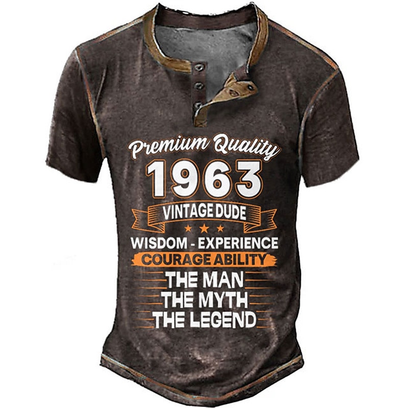 Herren Graphic Buchstabe & Nummer Henley Shirt Tee Kurzarm 3D-Druck Modisch Designer Komfortabel Outdoor Casual Täglich Frühling & Herbst Schwarz Marineblau Armeegrün Kaffee Henley Henley T-Shirt 2025 - $21.99 –P2