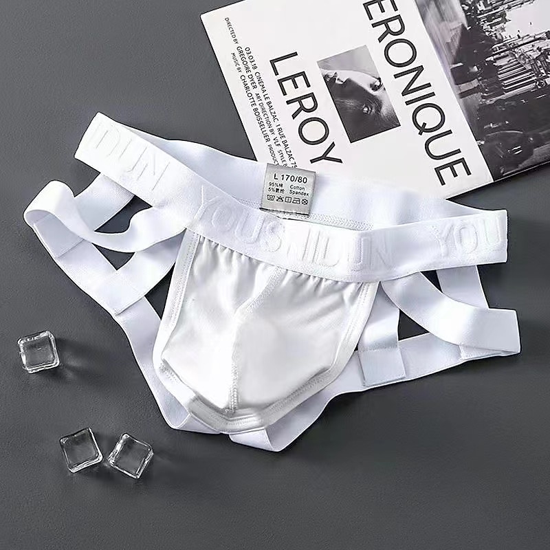 Herre 1 stk Sexy truser Undertøy Underbukse Jockstrap 95% bomull 5% spandex Ensfarget / vanlig farge Levert Svart Hvit 2025 - $10.99 –P3