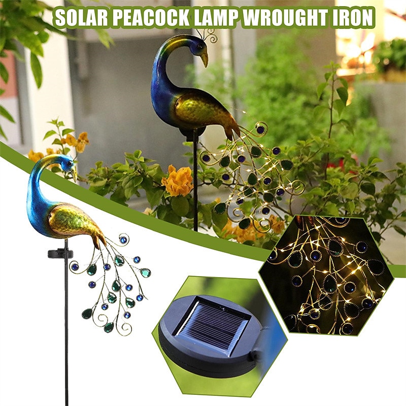 Solar Peacock Lights Outdoor Decoration Light for Garden Patio LED Light Metal Peacock Statues Figurine Lawn Landscape For Yard Path Garden Decoration Home Sculpture Art Lighting 1X 2026 - $71.99 –P1