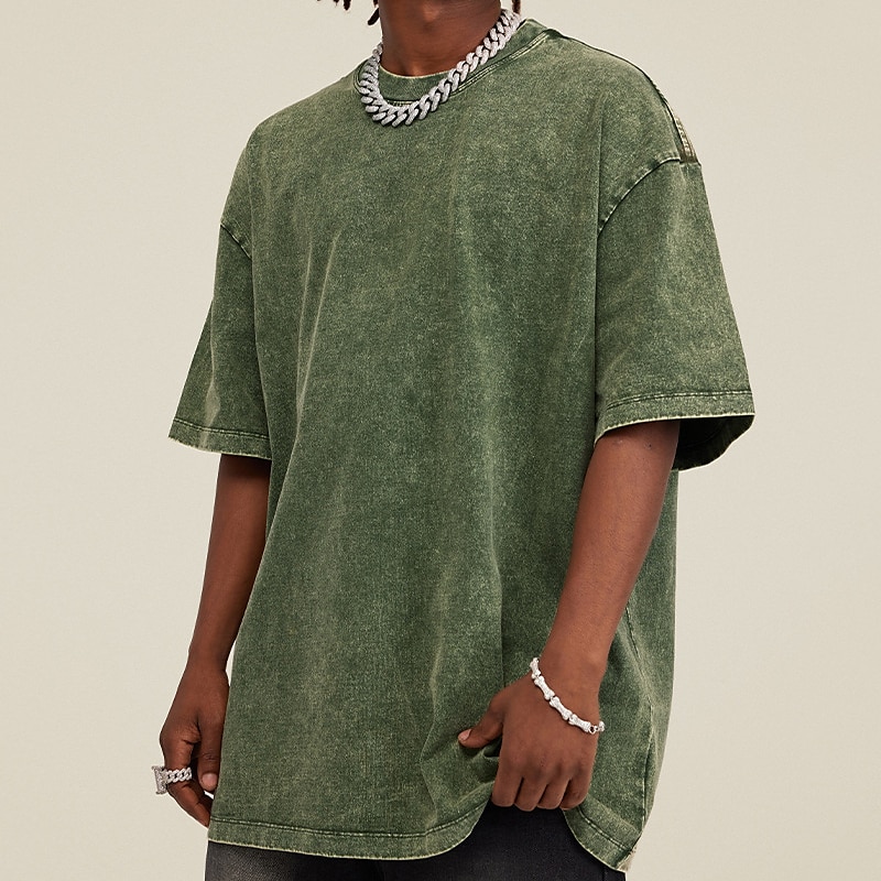 Herre 100% bomullssyre-vaskeskjorte Oversized skjorte Kortermet Crew-hals Vår sommer عادي Mote Designer Fritid Sport & Utendørs Daglig Gateklær Svart Rosa Grønn Topp T-skjorte for menn 2025 - $17.99 –P1