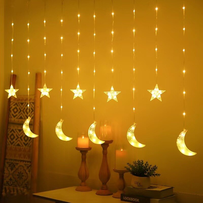 decorațiuni luminoase ramadan kareem lumini de decorare eid led 3m islam musulman moschee castel perdele lumini decorare eid mubarak priză UE 2025 - $18.49 –P1