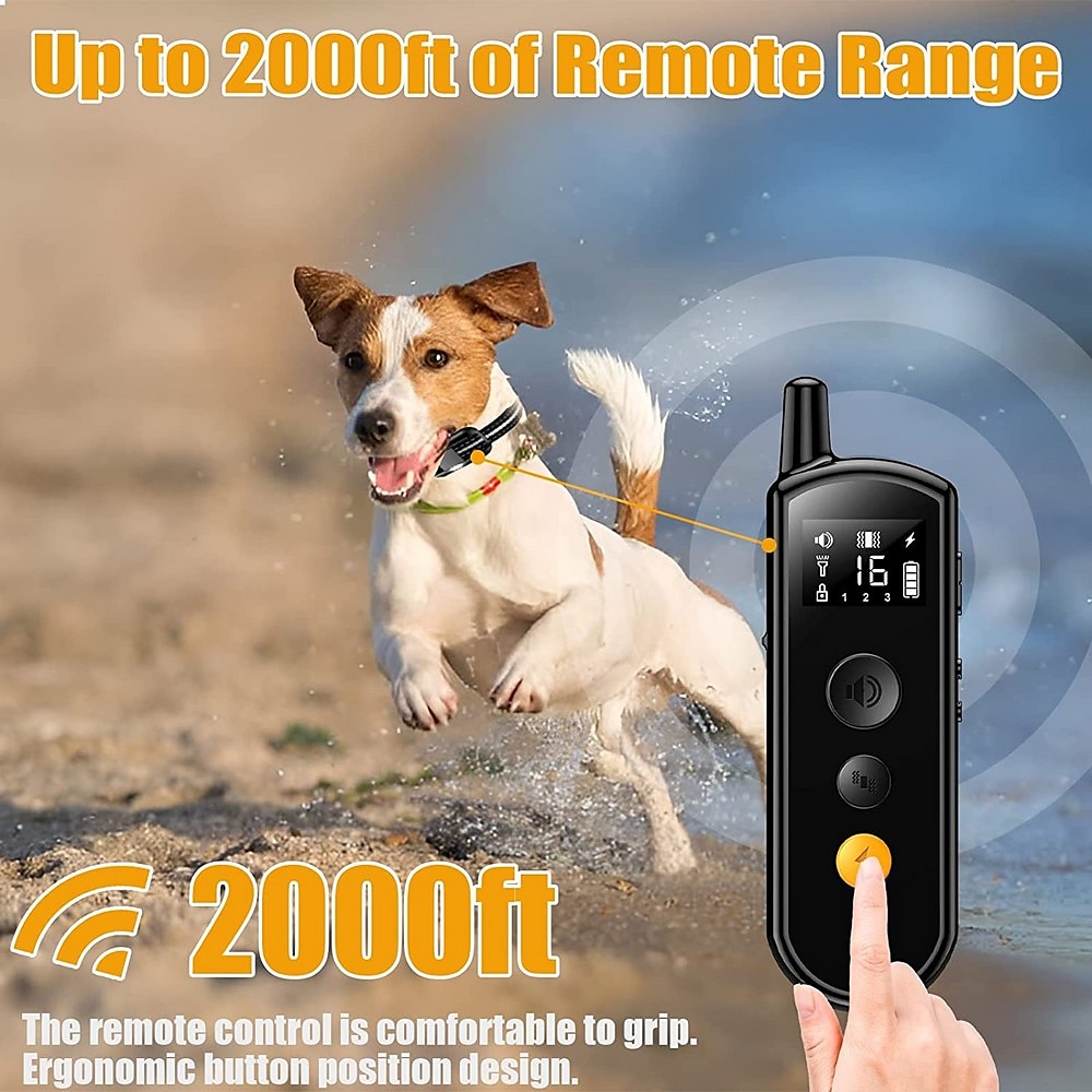 Collare di addestramento per cani con telecomando da 2000 piedi, scossa elettrica, vibrazione, bip, modalità blocco tastiera a 16 livelli, ipx8, impermeabile, ricaricabile del 2025 a $60.99 –P5