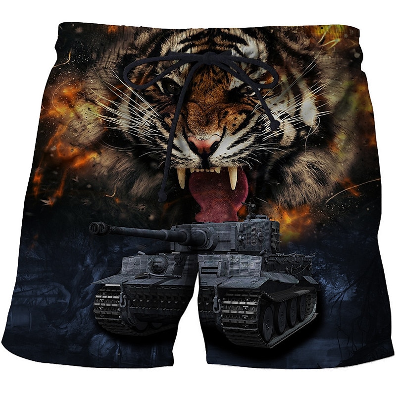 Men's Tiger Letter Swimming Trunks Board Shorts Swim Shorts Mid Waist Hawaiian Boho Outdoor Holiday Going out Pocket Drawstring Elastic Waist Designer Clothing Apparel 2025 - $19.99 –P7