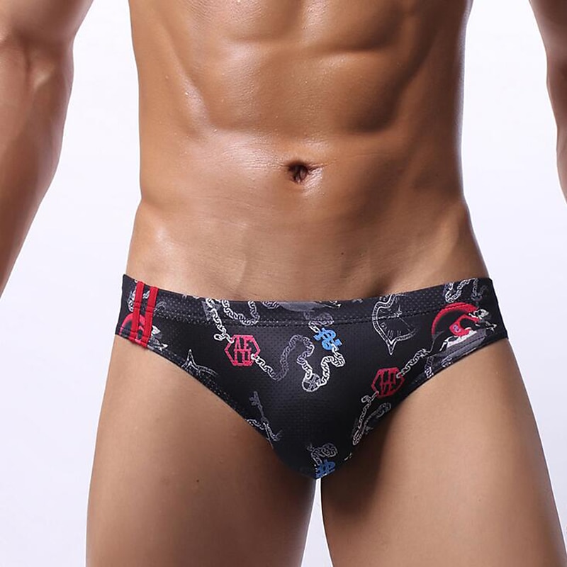 Férfi 3 csomag Bugyik Spandex Mosható Kényelmes Nyomtatott Alacsony derekú Fehér+Sárga Kék piros 2025 - $18.99 –P6