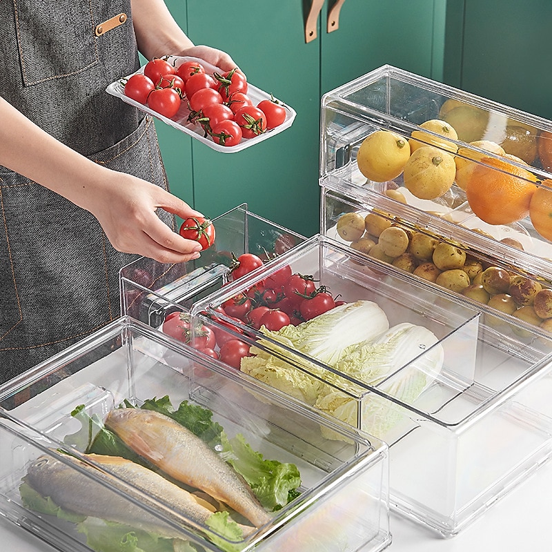frigorifero cassetto portaoggetti pannello divisorio scatola portaoggetti verdura e frutta scatola per la conservazione della freschezza domestica grande capacità di stoccaggio trasparente del 2025 a $28.99 –P6