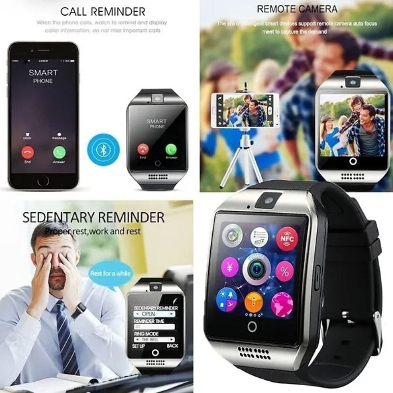 Q18 Smart Watch 1.54'' Smartwatch Fitness Running Watch with Camera and Sim Card Bluetooth Pedometer Call Sedentary Message Reminder Step Tracker Compatible with Android iOS  Hands-Free Calls Unisex 2025 - $35.99 –P8