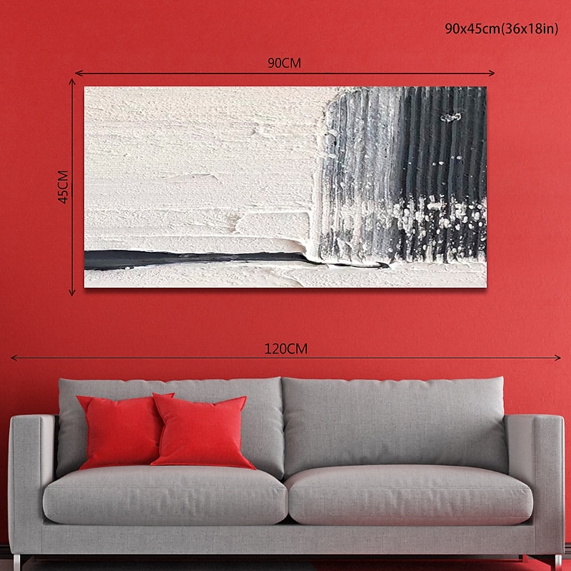Oil Painting Handmade Hand Painted Wall Art  Black-White Abstract Canvas Painting Home Decoration Decor Stretched Frame Ready to Hang 2026 - $219.99 –P10