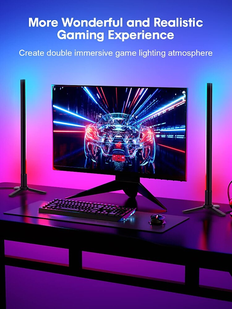 Смарт-светодиодная лампа LED Бар RGB Подъёмная ритмическая ночная лампа Музыка Bluetooth APP Пульт управления прикроватным настольным компьютерным игровым телевизионным атмосферным светом Shustar 2025 - $32.99 –P1