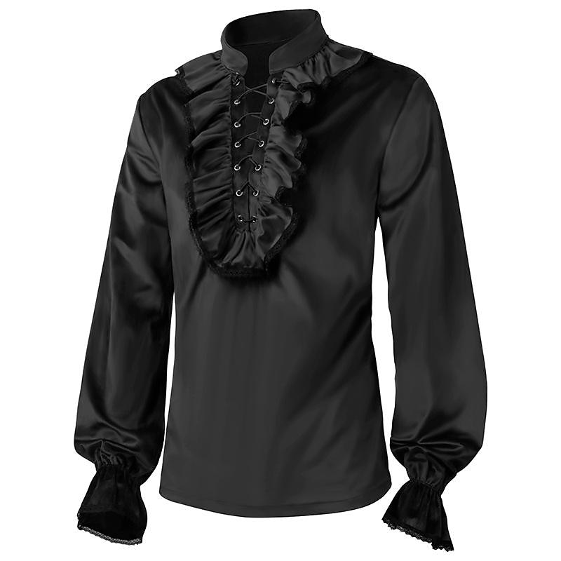 Retró Középkori Reneszánsz Blúz / Ing Ren Faire Vámpírok Lovag Egyszínű Férfi Kalóz Fantasy királyi Álarcos mulatság Felnőttek Blúz 2025 - $44.99 –P2