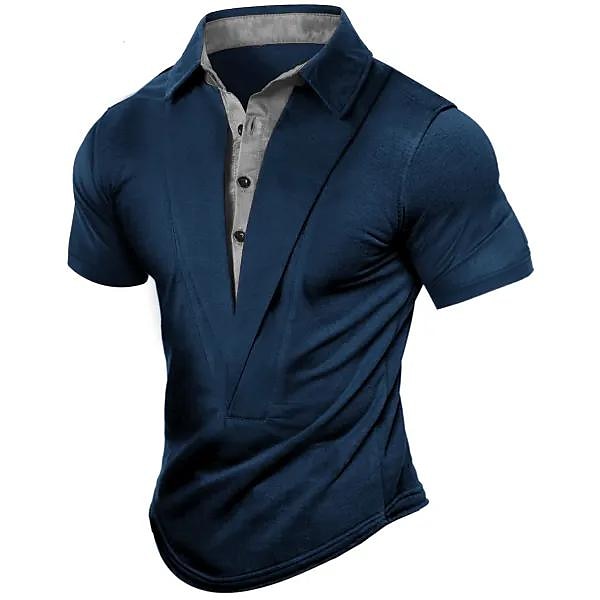 Herr Henleytröja Kortärmad V-hals Slät Designer Ledigt Retro Utomhus Dagliga kläder Drak Grey Svart Marinblå Topp t-shirt för män 2025 - $17.99 –P2