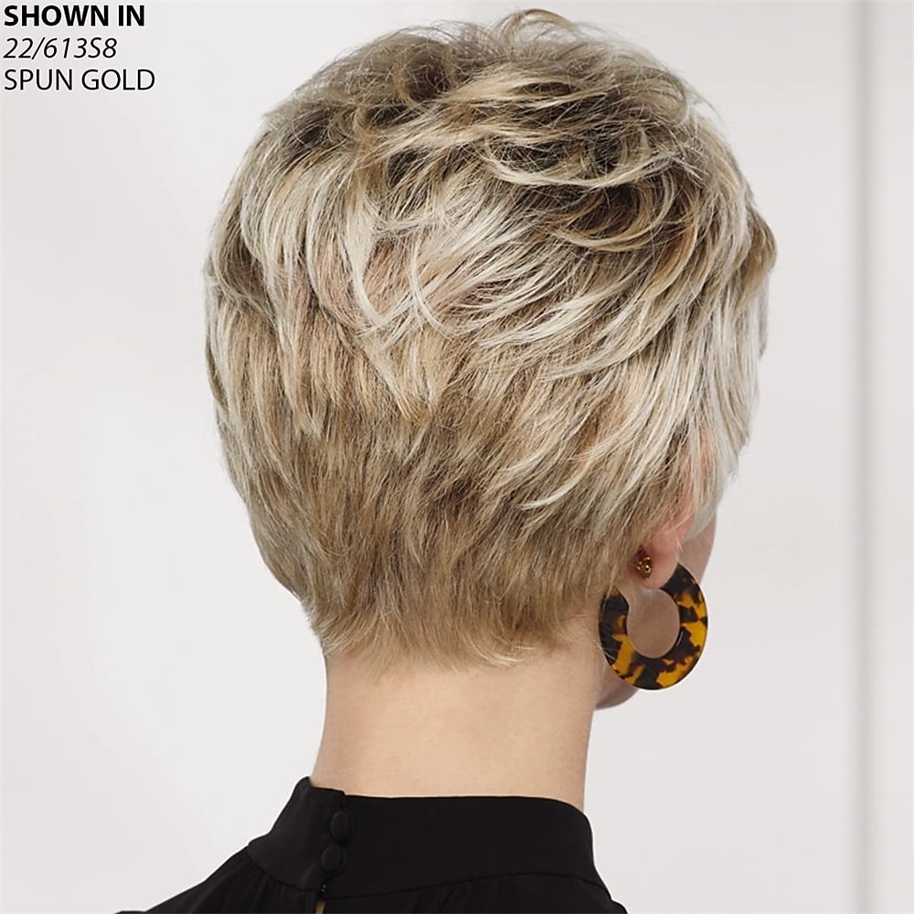 Chic Pixie Wig with Shattered Bangs and Tousled Layers / Multi-Tonal Shades of Blonde Silver Brown and Red 2025 - $24.99 –P5