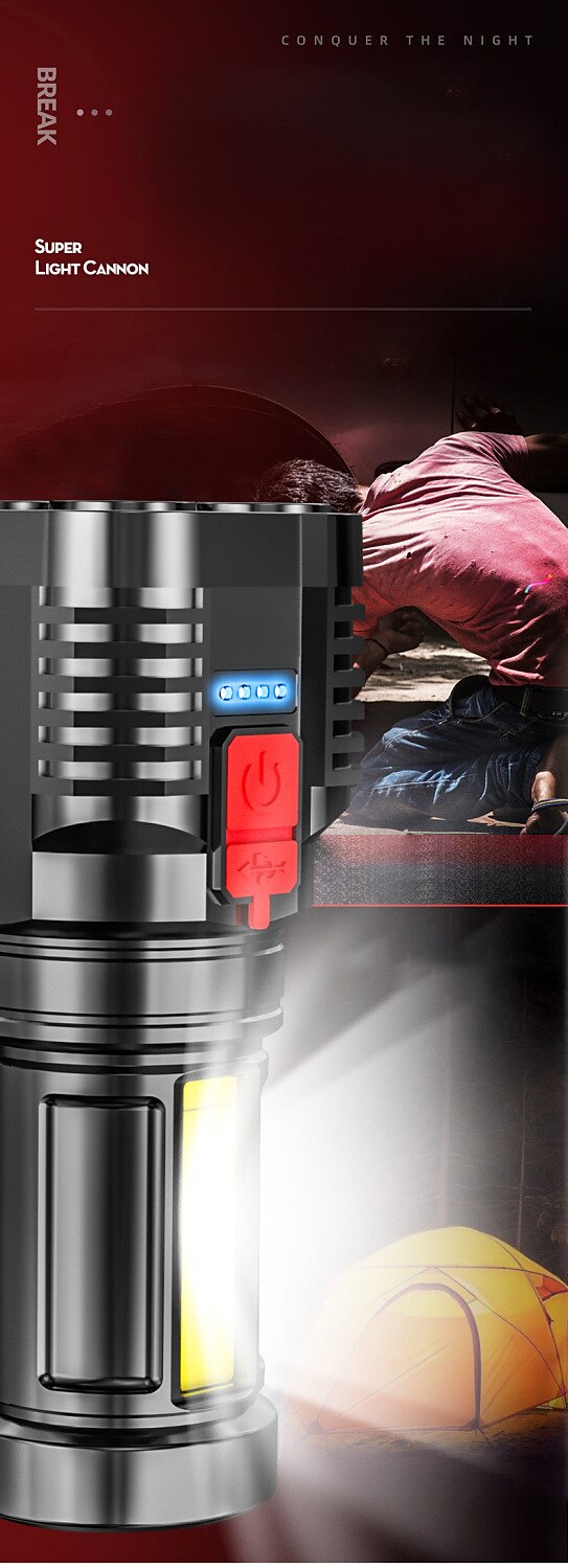 5led Flashlight Outdoor Portable Cob Side Light Work Light USB Rechargeable Waterproof Led Flashlight 2025 - $8.99 –P3