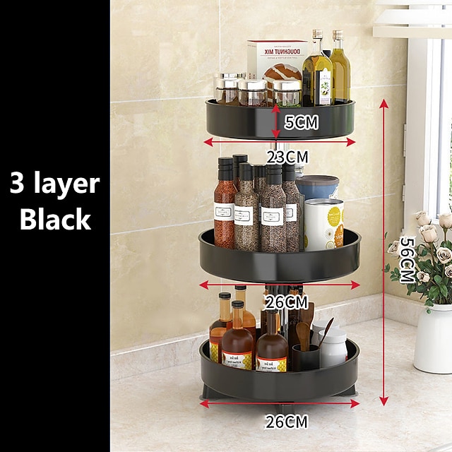 Multifunctional Kitchen 360 Rotating Storage Rack Spice Box Shelf Height Adjustable Bathroom Cosmetics Organizer 2025 - $21.99 –P5