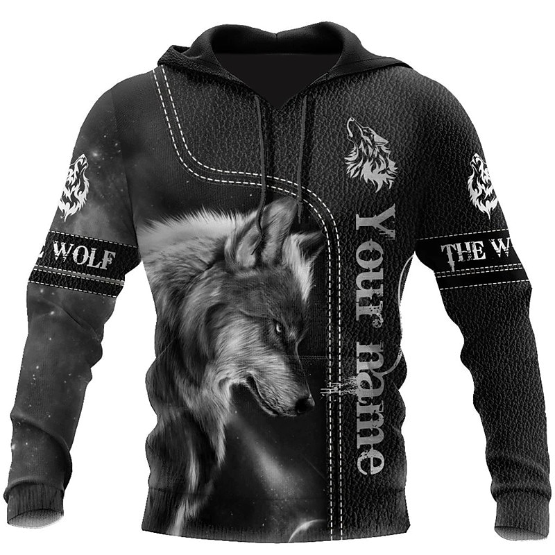 Homens Animal Lobo Estampas Abstratas Moletom Moletons Roupa de rua Designer Manga Longa Com Capuz Diário Esportes Preto Imprimir Primavera & Outono Designer de 2025 por $29.99 –P1