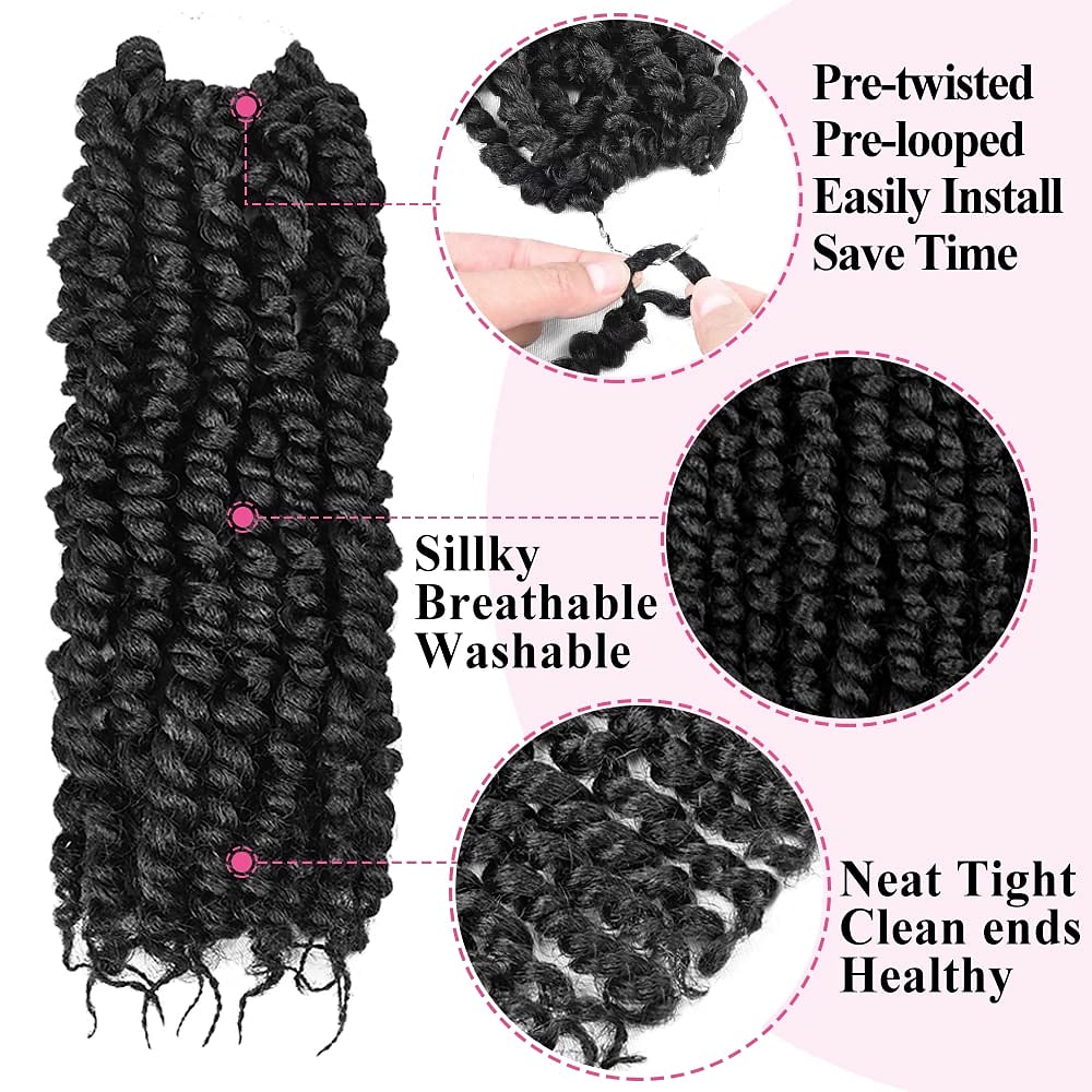 8 Packs Pre-twisted Passion Twist Crochet Hair for Black Women, 8