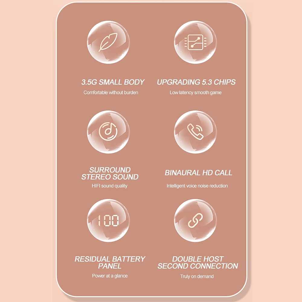 True Wireless Bluetooth Earphone Mini Invisible Headphones Bluetooth 5.3   HIFI Stereo Noise Reduction Sleep In Ear Earphones Smart Touch Sports Gaming Earphones for Smartphone 2025 - $22.99 –P8