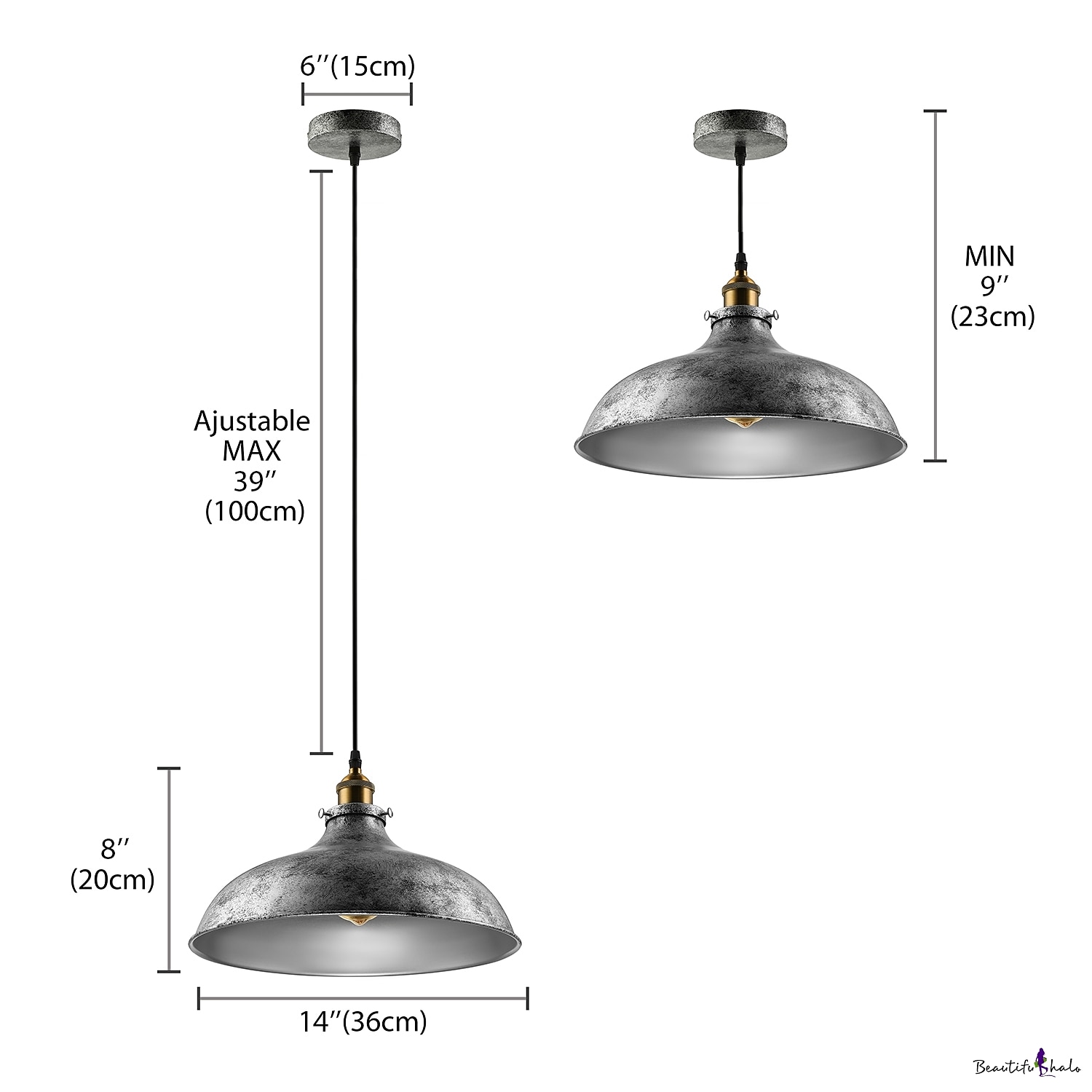 LED Pendant Light Hanging Ceiling Industrial Brushed Vintage Lampshade Bar Lighting ,Restaurant Lighting Antique Brushed Rustic Style Metal 2026 - $163.99 –P11