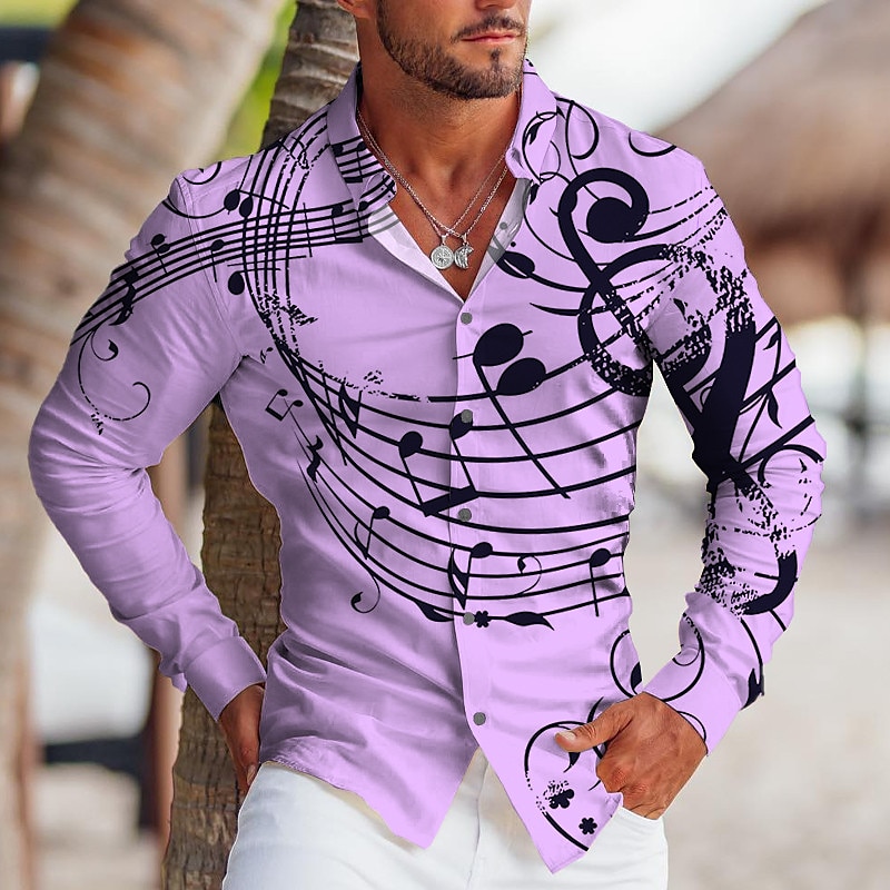 Herr Styrelseledamöter Noteringar Skjorta Knapp upp skjorta Långärmad Tropisk Mode Designer Utomhus Ledigt Dagligen Höst vinter Nedvikt Mönster Button-Down Vit Rodnande Rosa Blå Purpur 2025 - $26.99 –P4