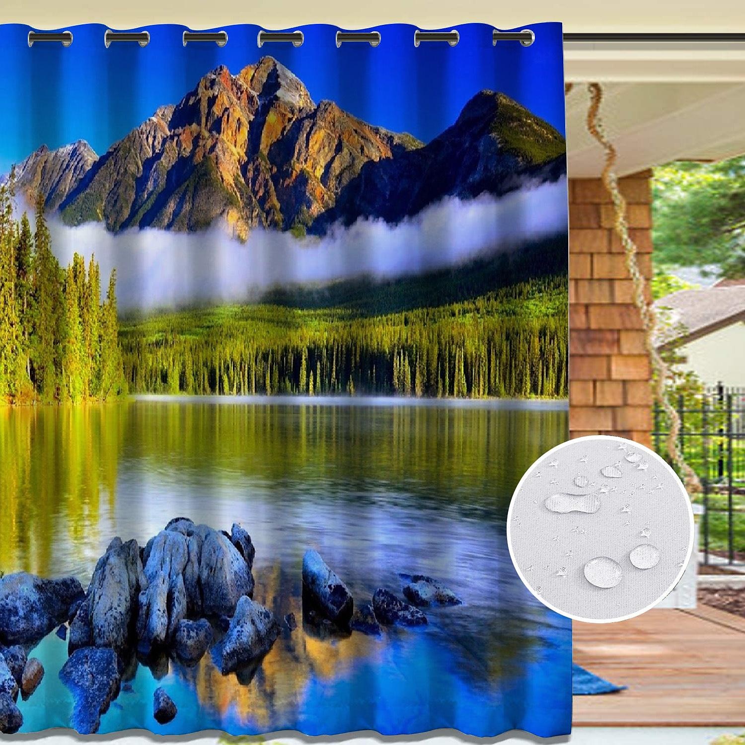 2 panouri perdea exterioară intimitate rezistentă la apă, draperii perdele glisante de terasă, perdele de pergola peisaj 3d pentru foișor, balcon, verandă, petrecere, hotel 2025 - $28.99 –P2