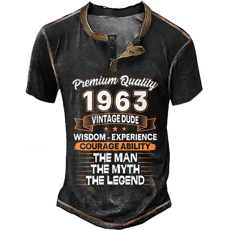 Herren Graphic Buchstabe & Nummer Henley Shirt Tee Kurzarm 3D-Druck Modisch Designer Komfortabel Outdoor Casual Täglich Frühling & Herbst Schwarz Marineblau Armeegrün Kaffee Henley Henley T-Shirt 2025 - $21.99 –P4