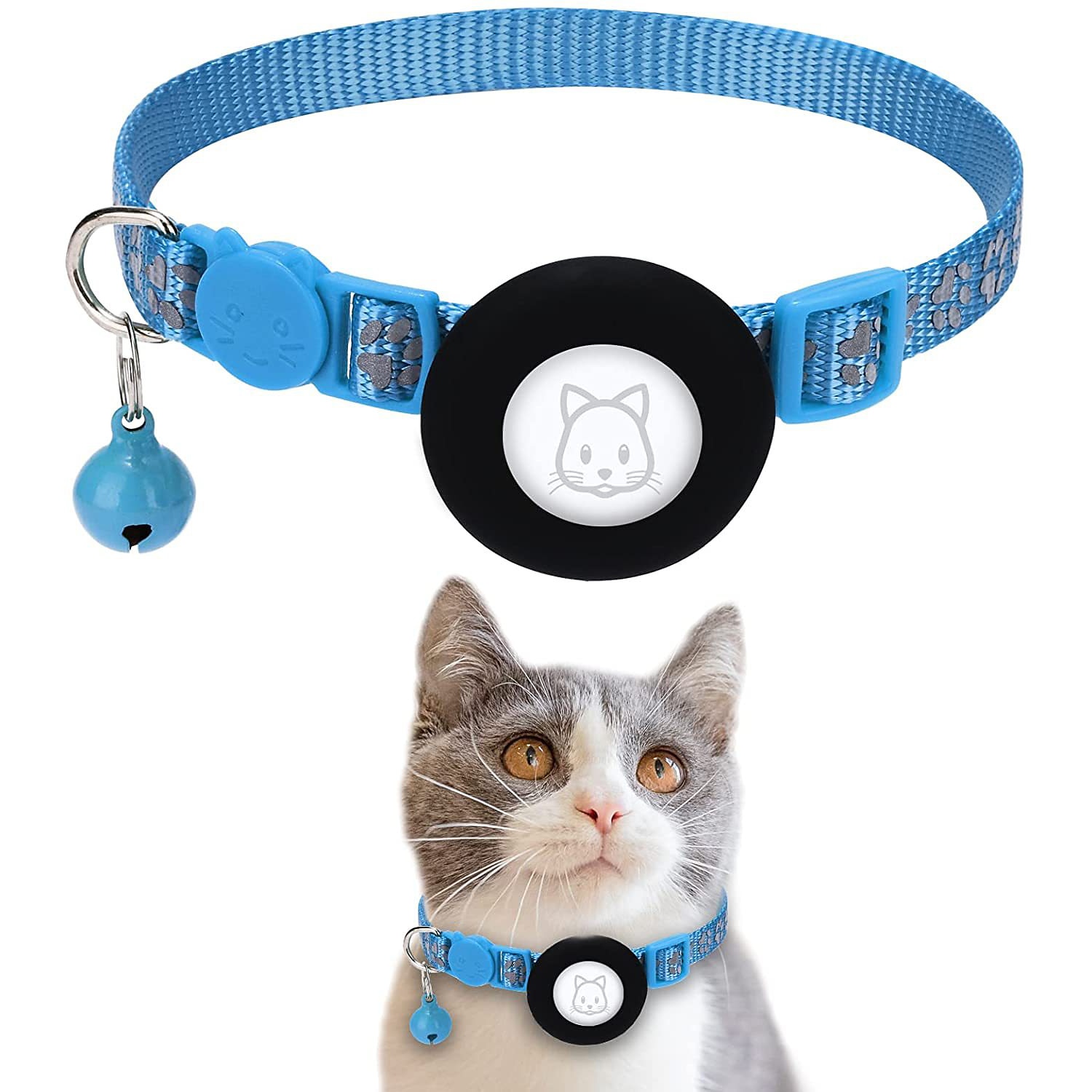 guler animal de companie pentru airtag guler imprimeu picioare guler animal de companie cu guler reflectorizant clopot 2026 - $28.99 –P6