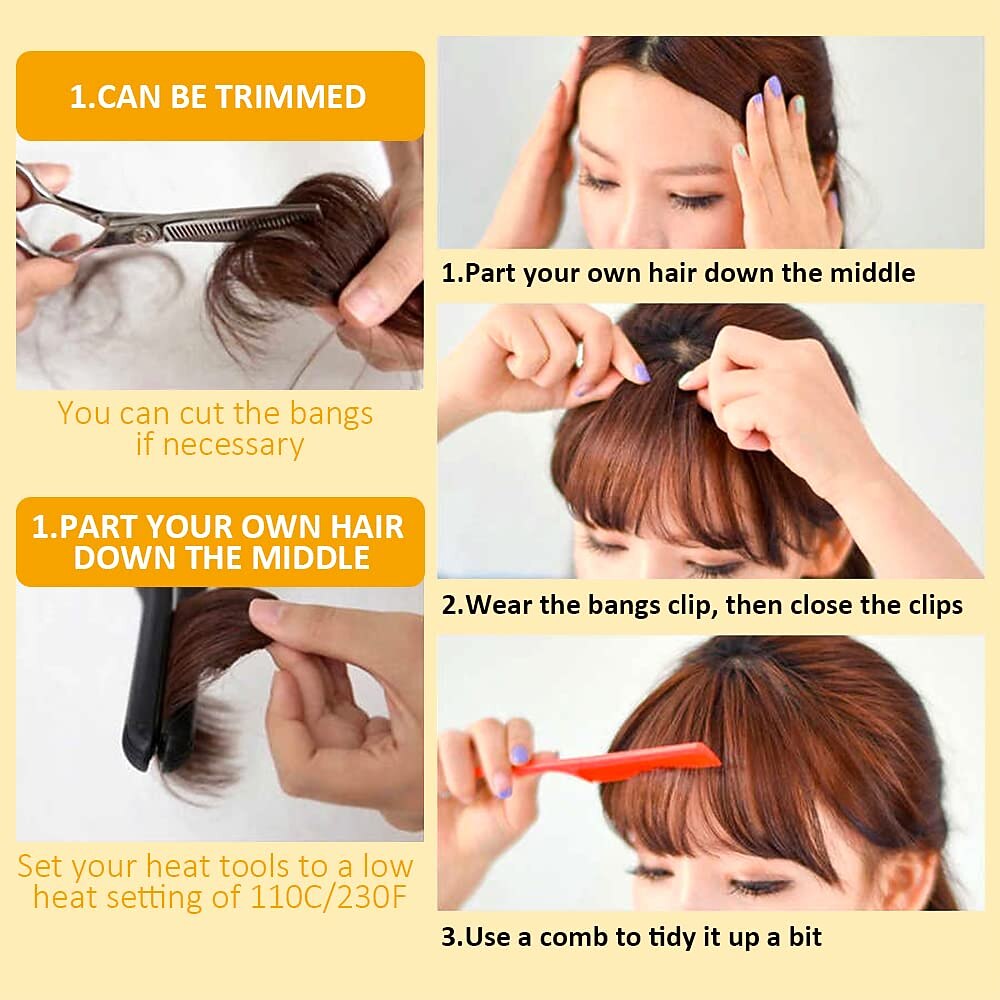 2026年 前髪ヘアクリップエクステンションでフレンチバングストレートナチュラルフリンジフルバングテンプル付き女性用ワンピースヘアクリップ女の子アッシュブロンド  コレクション – $9.99 –P7