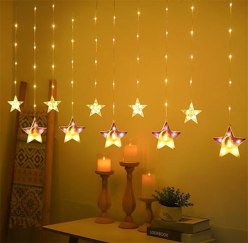 decorațiuni luminoase ramadan kareem lumini de decorare eid led 3m islam musulman moschee castel perdele lumini decorare eid mubarak priză UE 2025 - $18.49 –P4