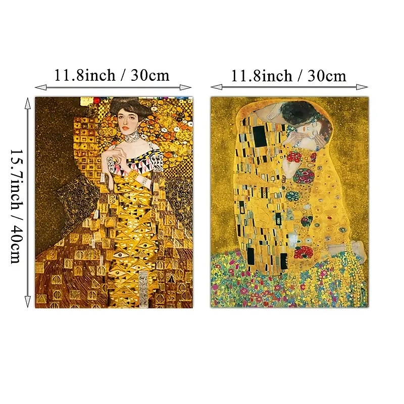 2ks bezrámový klasický umělec gustav klimt polibek abstraktní olejomalba na plátně plakát moderní umění nástěnné obrazy pro výzdobu obývacího pokoje 2026 - $15.99 –P7