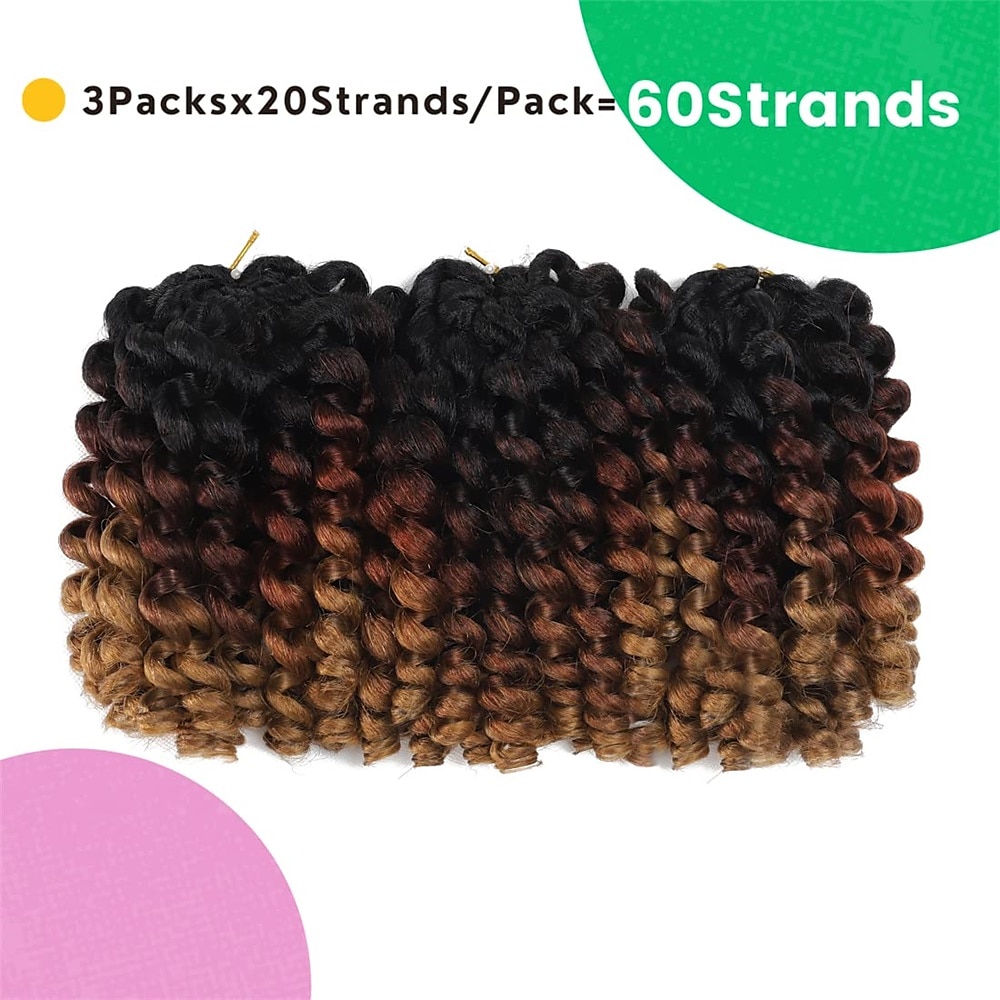 wand curl gehaakte vlechten haar 8 inch jamaicaanse wand curl ombre gehaakte haar jamaicaanse bounce gehaakte haar wand curl gekleurde gehaakte vlechten ringetje twist haarverlenging gehaakte haar 2025 - $38.99 –P9