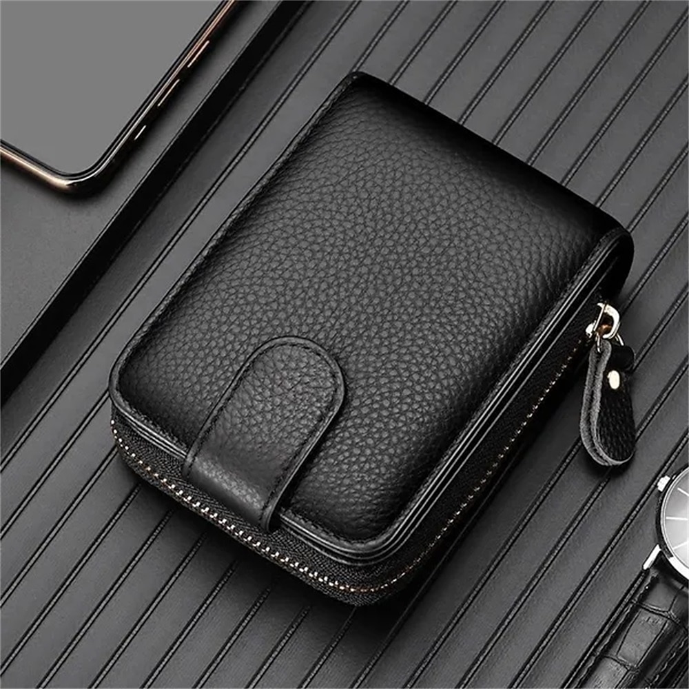 Portafoglio con portacarte RFID in vera pelle con 16 scomparti per carte portadocumenti per patente di guida e portacarte di credito con chiusura magnetica scomparto singolo per donne e uomini del 2026 a $22.99 –P12