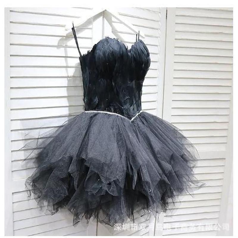 Abiti Corto / Mini Tutu Set di accessori Abito di piume Gioielli per la testa Senza maniche Cigno nero Piuma Romantico Moda Tubino / Colonna All'americana Normale Per donna Natale Halloween Carnevale del 2025 a $95.99 –P2