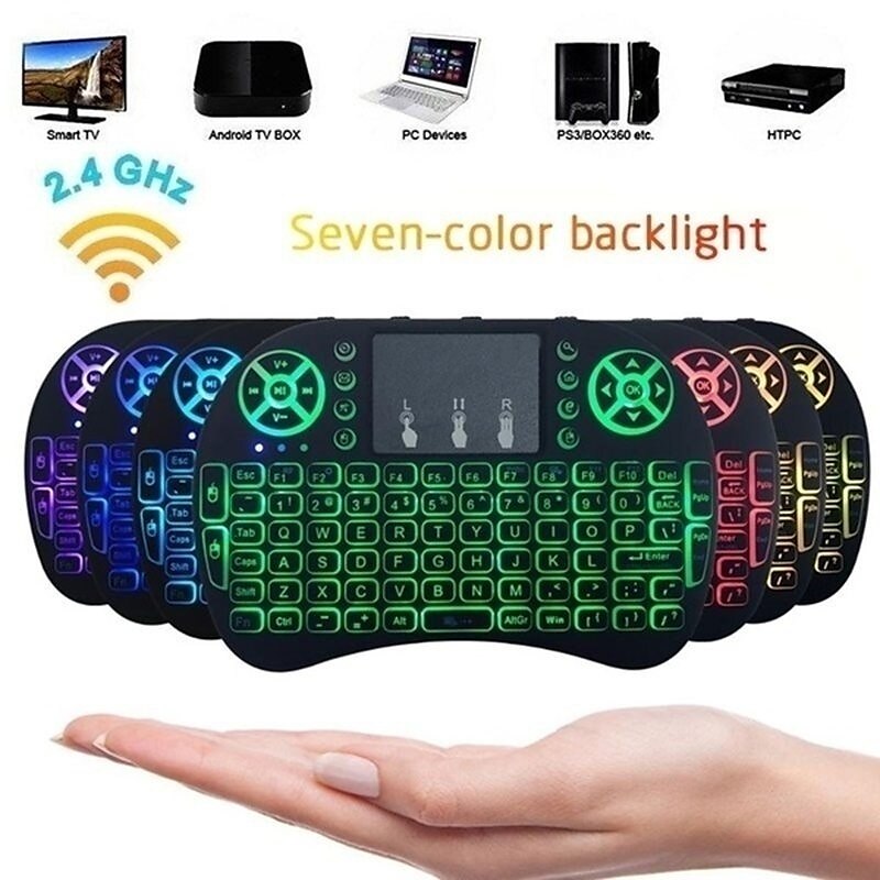 Mini Wireless Keyboard with Multi-touch Touchpad 7 Colors Backlight Wireless Touchable Remote Control for Smart TV Box Desktop Touchpad PC 2025 - $17.99 –P1