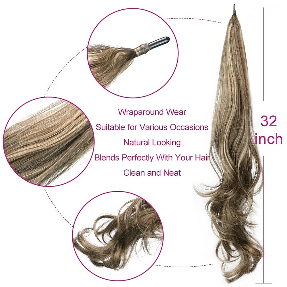 show flexibele wrap around paardenstaart 32 inch lengte synthetische paardenstaart extensions blonde paardenstaart haarstukjes voor dagelijks gebruik door vrouwen 2025 - $20.99 –P8
