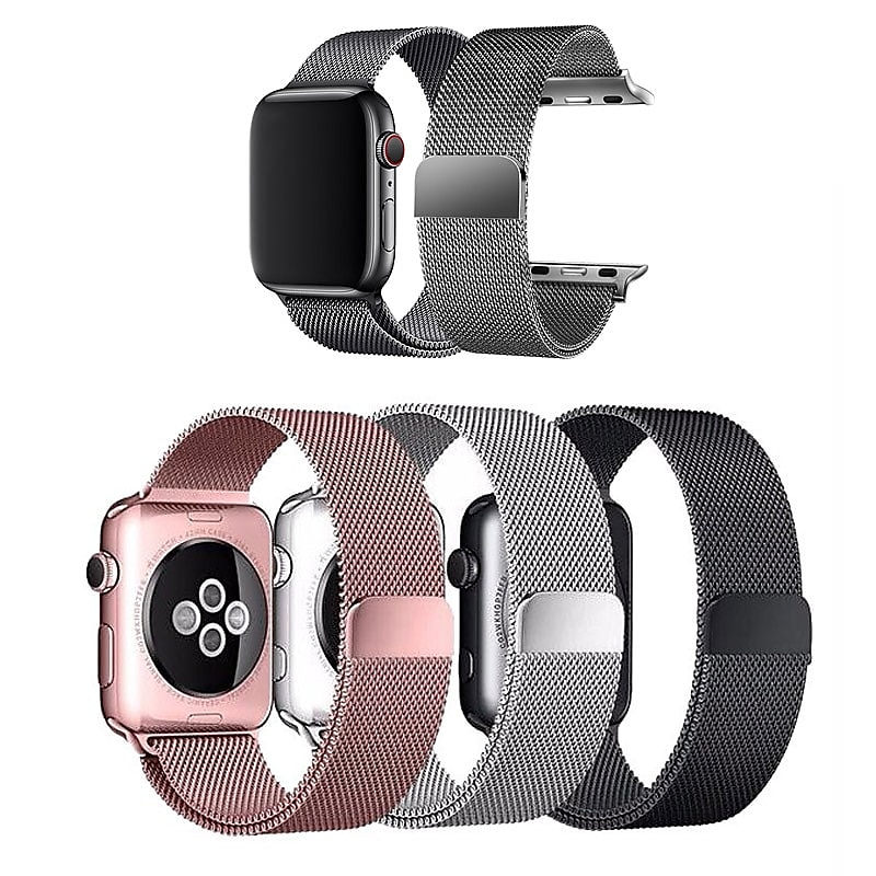 Stainless Steel Magnetic Band Compatible with Apple Watch Band 38mm 40mm  41mm 42mm 44mm 45mm 49mm, Adjustable Mesh Loop Strap, Metal Milanese