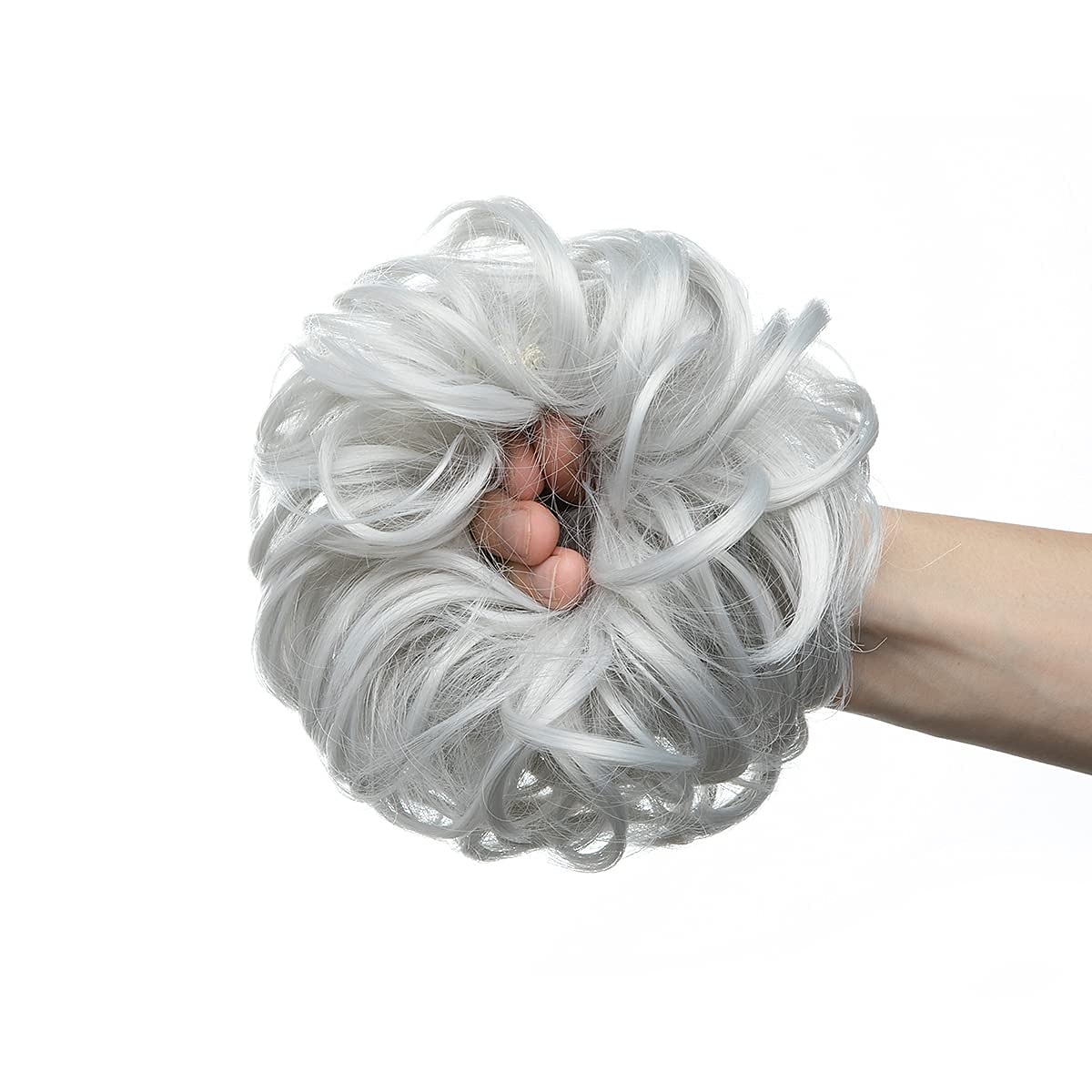 Messy Bun Large Scrunchies Wavy Curly Synthetic Silver Grey Ponytail Hair Extensions Thick Updo Hair Pieces for Women Girls Kids 2025 - $12.99 –P3