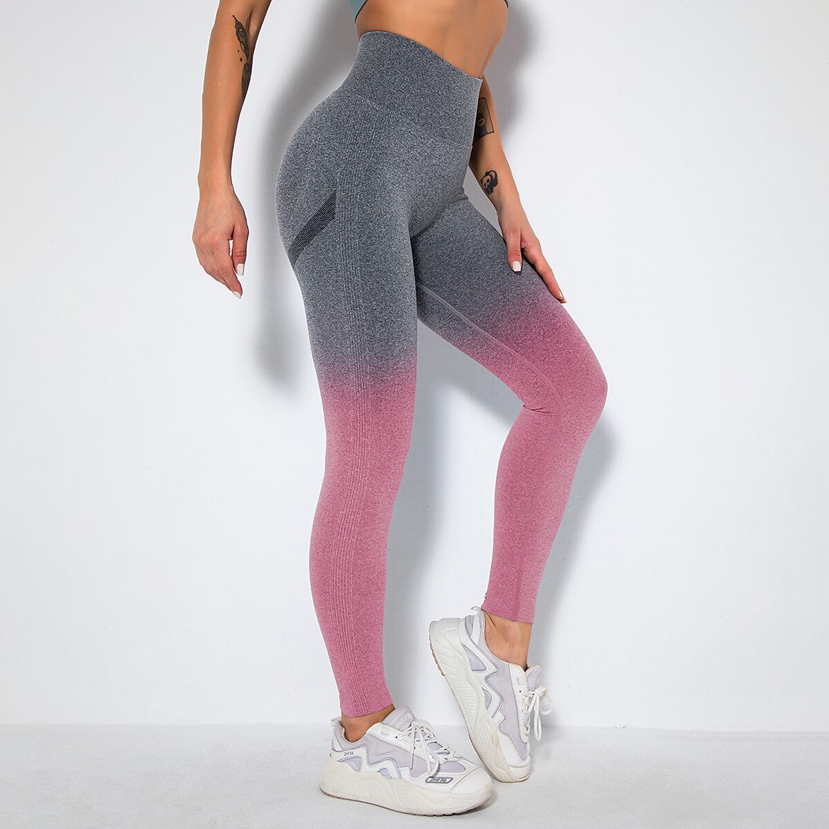 Women's Compression Workout Leggings Scrunch Butt Lift Ombre Seamless Yoga  pants