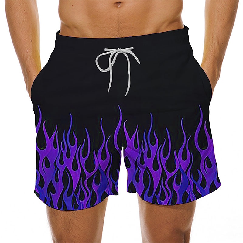 Men's Optical Illusion Print Flame Swim Trunks Swim Shorts Board Shorts Hawaiian Holiday Drawstring with Mesh lining Elastic Waist Designer Clothing Apparel 2025 - $19.99 –P4