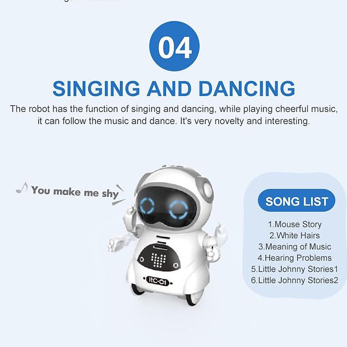 poche rc robot parler dialogue interactif reconnaissance vocale record chanter danser raconter une histoire mini rc robot jouets cadeau de 2025 ? $40.99 –P9