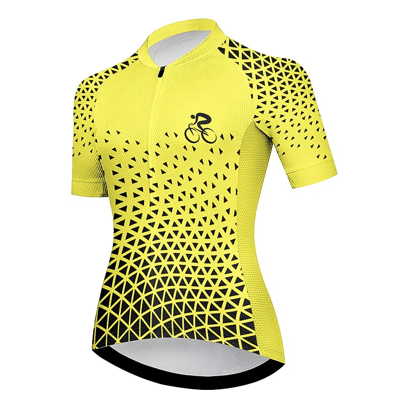 Dam Cykeltröja Grafisk Geometrisk Kortärmad Cykel Tröja Överdelar med 3 bakfickor Bergscykling Vägcykling Snabb tork Reflexremsa Bakficka Fuktabsorberande sporter Violett Gul Rosa Kläder 2026 - $30.99 –P9