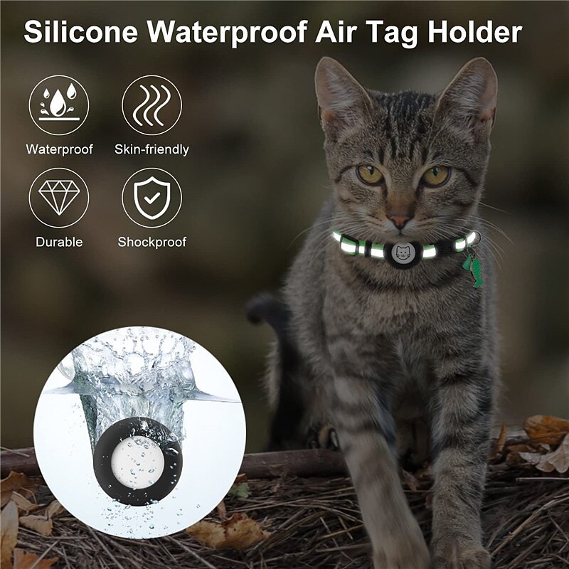For Airtag Case and Cat Collar Airtag Cat Collar for Airtag Collar With Bell Airtag Reflective Fishbone Pet Collar（no tracker） 2025 - $20.99 –P2