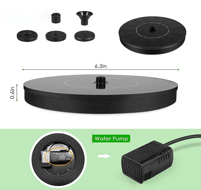 Round Solar Fountain Outdoor Landscape Pool Pond Water Pump Waterfall Decor Black 2025 - $22.99 –P1