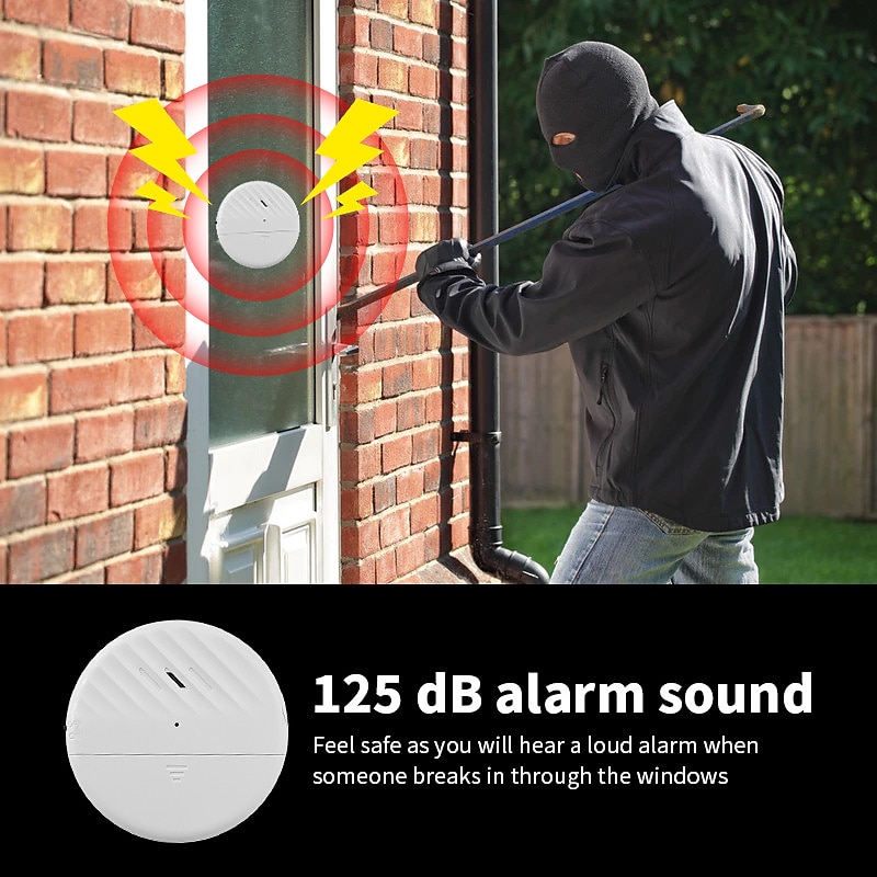 Inductive Door And Window Wireless Vibration Alarm 125dB Glass Breakage Anti-theft Sensor Home Security Protection Alarm 2025 - $19.99 –P3