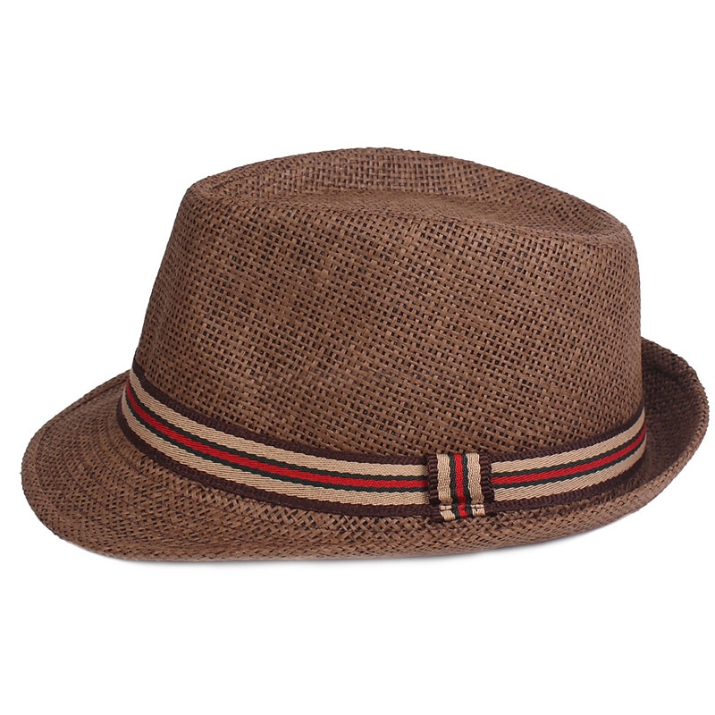 Herr Kentucky Derby Hat Halmhatt Solhatt Fedora Trilby hatt Svart Brun Polyester Flätad Streetwear Stylish 1920-talets mode Dagligen Friluftskläder Helgdag Slät Solskyddskräm Mateial som andas 2025 - $15.49 –P3