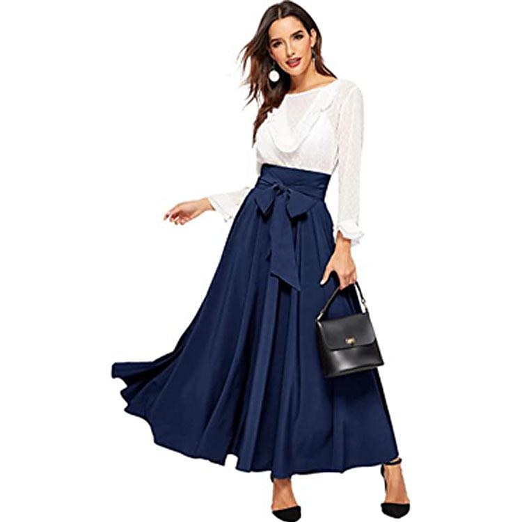 Femme Balançoire Jupes de travail Jupe longue Elégant Mode Décontractées Maxi Jupes Couleur Pleine Plissé Plein Air Sortie Noir Jaune Rose Claire Vin Toutes les Saisons Mélange de Coton de 2025 ? $23.99 –P4