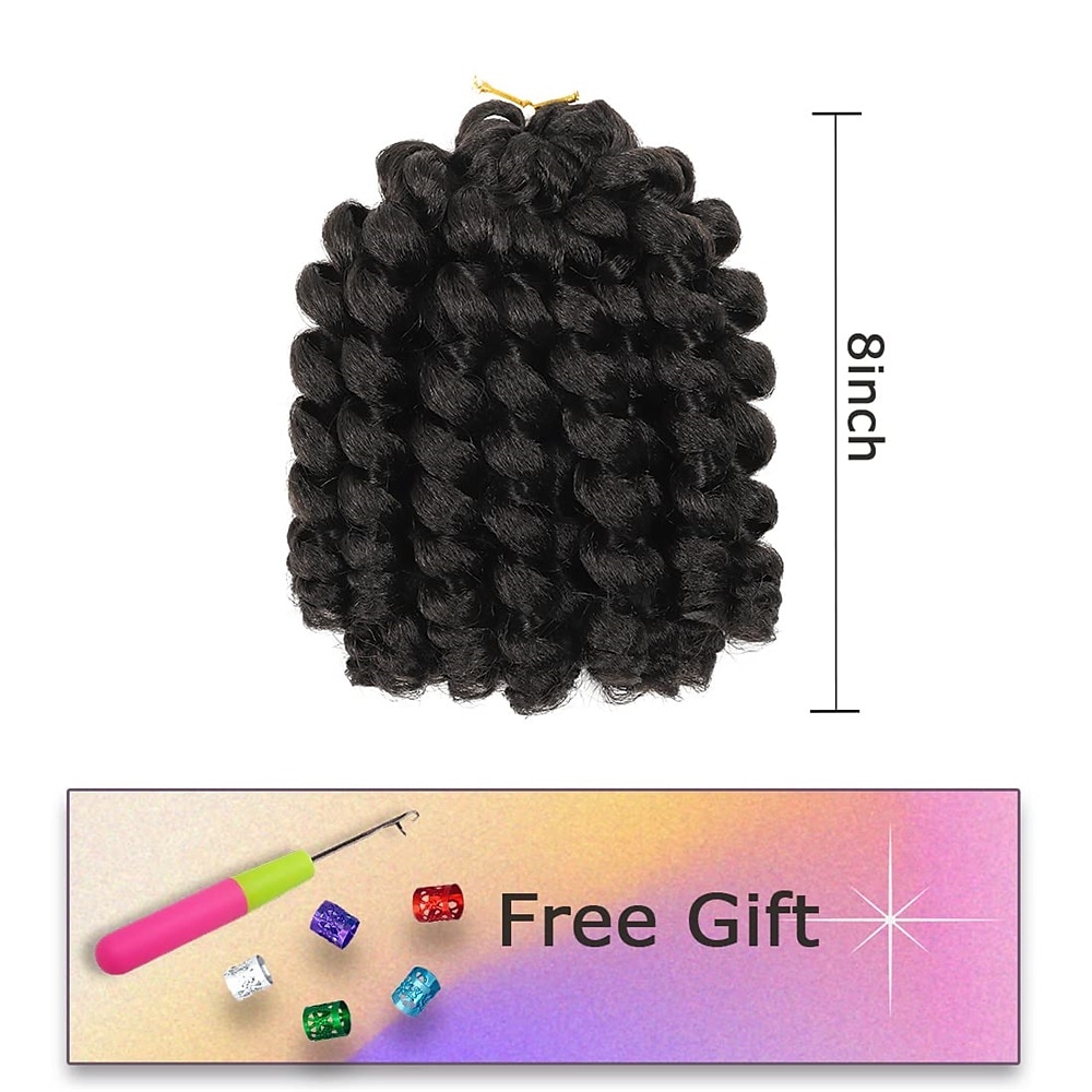 wand curl gehaakte vlechten haar 8 inch jamaicaanse wand curl ombre gehaakte haar jamaicaanse bounce gehaakte haar wand curl gekleurde gehaakte vlechten ringetje twist haarverlenging gehaakte haar 2025 - $38.99 –P7