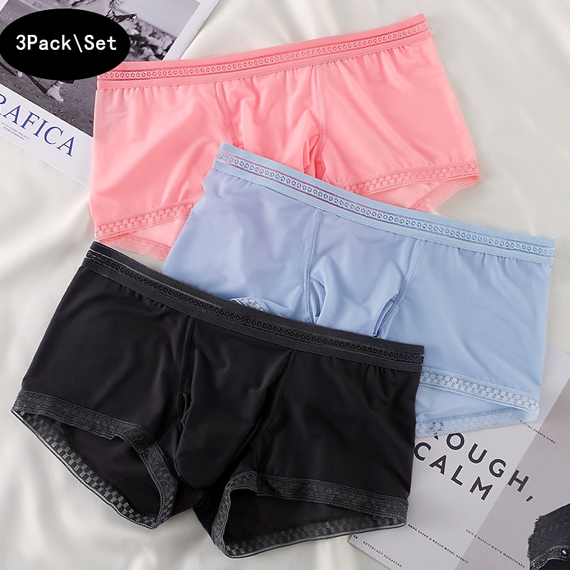 Herren 3 Pack Unterwäsche Boxer Slip Nylon Eis-Seide Atmungsaktiv Waschbar Komfortabel Glatt Mittlere Hüfthöhe Schwarz Weiß 2025 - $21.99 –P1
