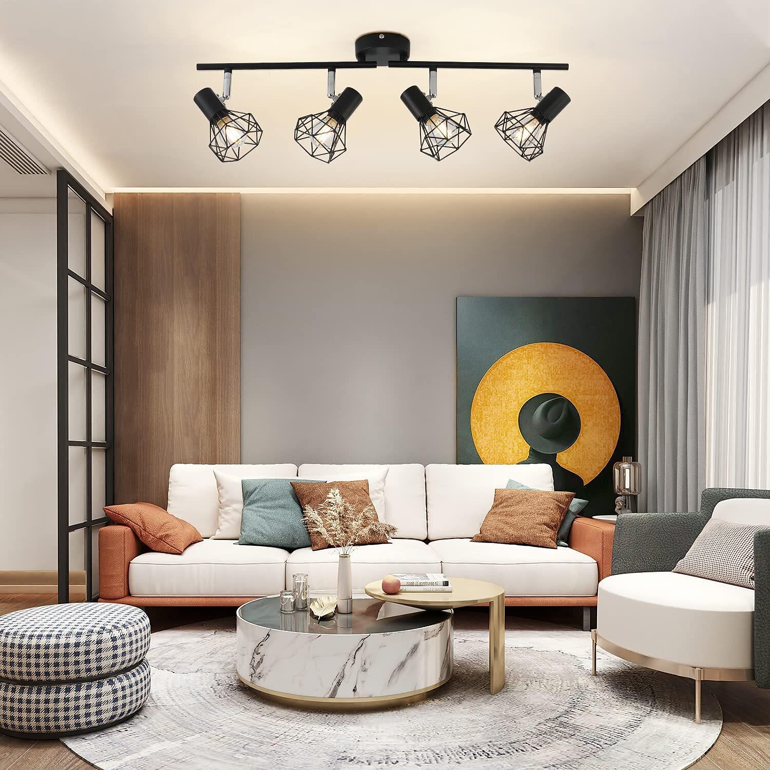 LED Ceiling Light Rotatable 4 Way Adjustable Retro Ceiling Spotlights Black Metal Caged Shades Spotlight Fitting for Kitchen Living Room Bedroom (No Bulbs) 2025 - $128.99 –P1