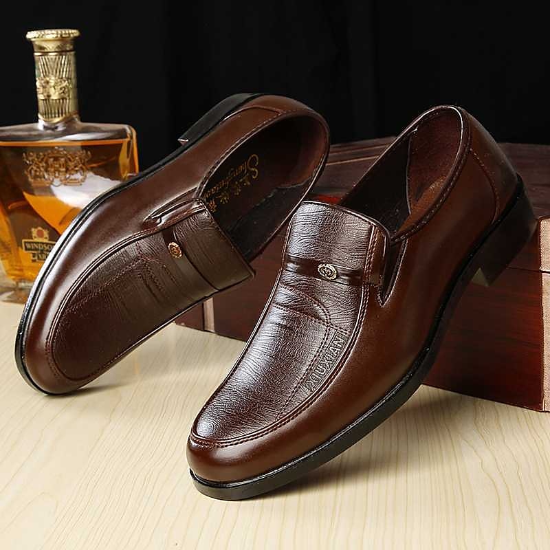 męskie czarne półbuty typu slip-on ze sztucznej skóry – klasyczne formalne buty do noszenia na co dzień i do pracy 2026 - $34.99 –P2